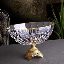 LaModaHome Crystal Glass Candy Bowl - Round Decorative Floral Dish with Elegant  - £37.18 GBP