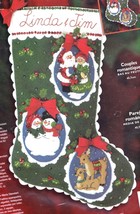 DIY Bucilla Romantic Couples Santa Snowman Christmas Felt Stocking Kit 85012 - $42.95