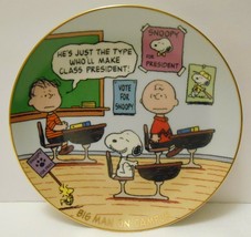 P EAN Uts Snoopy Charlie Brown Linus Wall Plate Danbury Mint &quot;Big Man On Campus&quot; - £27.85 GBP
