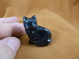 (Y-CAT-153) little BLACK ONYX KITTY baby kitten CAT stone figurine I Lov... - £8.73 GBP