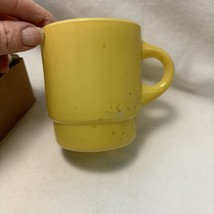 Vintage Anchor Hocking Fire King Ware Stackable Yellow Coffee Mug  Milk Glass - $15.99