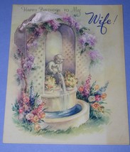 Rust Craft Birthday Greeting Card Vintage 1947 To My Wife Ribbon Bow Scrapbook - £11.98 GBP