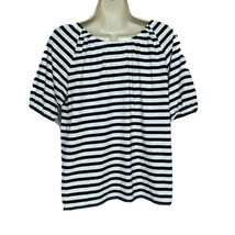 J Crew Womens Peasant Top XXS Black White Striped Tasseled V Neck - £25.83 GBP