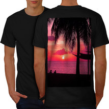 Romantic Sunset Shirt Beach Palm Tree Men T-shirt Back - £10.22 GBP