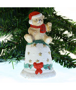 Teddy Bear in Santa Hat Porcelain Christmas Bell - £7.90 GBP