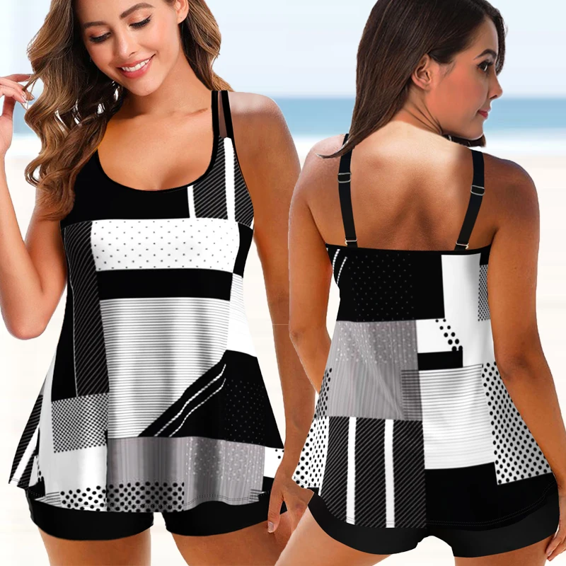 Sporting Women Summer Ay Two Piece Tankini Set 2022 Female Floral Print Swimsuit - £23.69 GBP