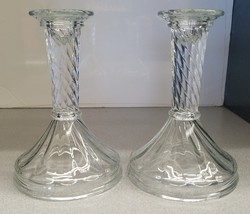 Indiana Glass Caledonia Crystal Taper Candle Holders Set of 2 NEW Vintage - £17.57 GBP