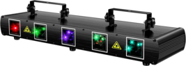 DJ Lights,  5 Beam Effect Sound Activated DJ Party Lights RGBYC LED Music Lig... - £119.15 GBP