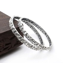 Indian Cute Heart Real Sterling Silver Oxidized Women Bangles - 6 CM - £44.58 GBP+