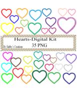 Hearts Digital Kit 1-Jewelry Tag-Clipart-Gift Tag-Digital Clipart-Scrapbook - $37.30 MXN