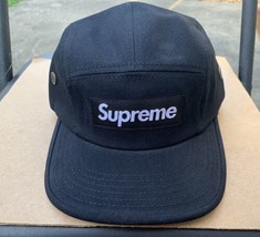 Supreme Washed Canvas Camp Cap Hat Cotton Adjustable USA 5 Panel Black - $69.29