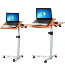 Mobile Rolling Laptop Desk Bedside Stand Height Adjustable Computer Lapt... - £113.26 GBP