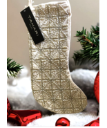 Tahari Home Luxury Christmas Stocking Pearl Gold Beaded 22&quot; Satin Lined - £42.81 GBP