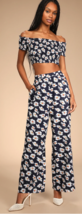 Lulus Flirty Flowers Navy Floral Print Smocked Two-Piece Jumpsuit, Size Large - £55.82 GBP
