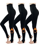 3 Pk Black Fleece Lined Women Winter Thermal Leggings Sz XL see descript... - $30.59