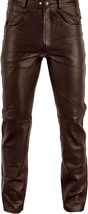 30&quot; Men&#39;s Fashion Brown Genuine Cowhide Biker Leather Pants - $49.99