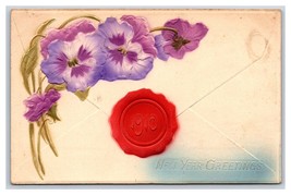 1910 New Year Greetings Violet Flowers Airbrushed Embossed DB Postcard Q22 - £3.07 GBP