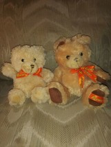 Lot Of 2 Galerie Reeses Teddy Bear Plush 6&quot; &amp; 8&quot; Brown Beige Stuffed Toy... - £17.89 GBP