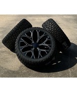 Black Milled Edge Snowflake 22&quot; Wheels Blackhawk R/T Tires Chevy Tahoe S... - $2,641.03 CAD