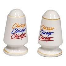 80s Retro Salt &amp; Pepper Shakers Chicago Ceramic Glazed  3 1/4&quot; VTG Table Decor - £10.99 GBP