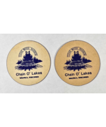 2 Vintage Chain O&#39; Lakes Coasters Waupaca, Wisconsin - $9.49 CAD