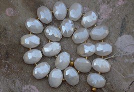 Natural 20 piece faceted silverite oval gemstone briolette beads, 10x14 mm app,  - £50.18 GBP