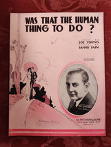 RARE Sheet Music Was That The Human Thing To Do Guy Lombardo Young Sammy Fain - £12.79 GBP