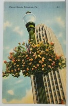 Allentown Pa Pretty Flower Stand Light Pole Linen Postcard N13 - £6.30 GBP