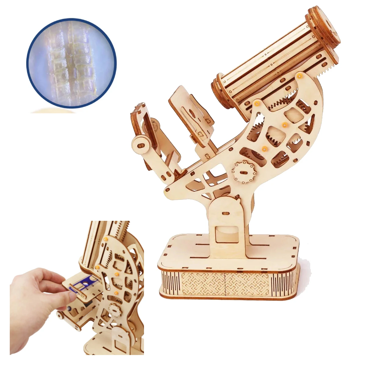 3d Wooden Microscope Puzzle Kits Models for Child Science Lab Biology Experime - £24.92 GBP