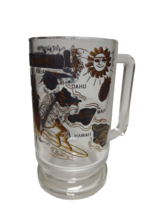 Hawaiian Islands Hula Girl Outrigger Tiki Surfing Retro Beer Glass Mug V... - $29.24