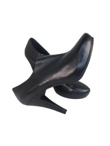 Worthington Womens Sz 8.5 Platform Bootie Soft Leather Black 4&quot; Heels 1&quot; Zipper - £10.13 GBP