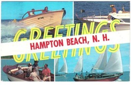 New Hampshire Postcard Hampton Beach Greetings Boats Sailboats - £2.32 GBP