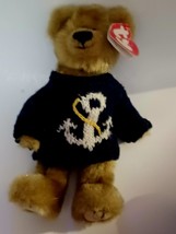 Ty B EAN Ie Babies Teddy Bear &quot;Salty&quot; Anchors Away 1993 Plush 5IN - £7.73 GBP