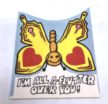 Vtg Valentines Day Card Butterfly I&#39;m all A Flutter Sweet Graphics Insec... - $13.99