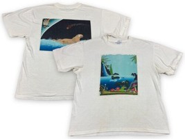 Vtg 90s Hanes White River Otter Ocean Scenes Two Sided T-Shirt Sz L 42-44 - £13.63 GBP