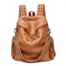 Luxury Women Backpacks Bagpack Vintage Women 3 In 1 Bag Retro Pu Leather Ladies  - £40.47 GBP