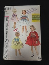 Simplicity Size 4 S25 1950s Children&#39;s Smocked Dress Pattern Partially C... - $168.00 MXN