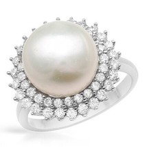 I&amp;zuan S925 Silver White Cultured Freshwater Diameter 9~10mm Pearl Romantic Simp - £56.41 GBP