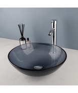 Kectiakl Above Counter Grey Vessel Sink Bowl Bathroom Vessel Sink With C... - £73.89 GBP
