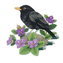 Nature Weaved in Threads, Amazing Birds Kingdom[British Blackbird and Brooklime] - $23.17