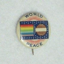 Antique c1913 J.W. Van Kirk World Peace Flag Pinback Button Youngstown Ohio RARE - £39.81 GBP