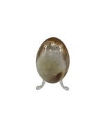Vintage Alabaster Hand Carved Beige Marron Marble Stone Egg - $277.64 MXN