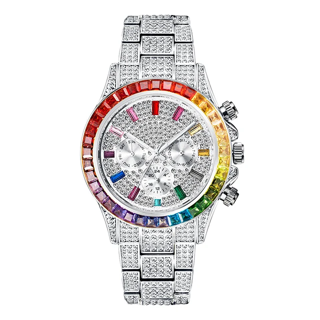  full daimond men s watches luxury iced out calendar quartz wristwatch hip hop luminous thumb200