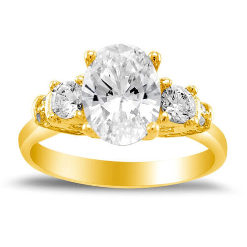 Precious Stars 14k Gold 1 5/8ct Oval-cut Diamonette CZ Engagement Ring