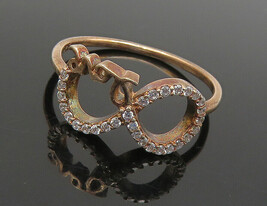 925 Silver - Topaz Rose Gold Plated Infinity Love Band Ring Sz 8 - RG17656 - $32.51 CAD
