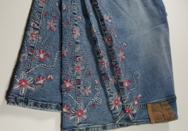 (Y24B4) VTG Z Cavaricci Blue Flare Women Junior Jeans Size 11 Pink Embroidery - £156.94 GBP