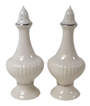 LENOX ESSEX Platinum Silver Trim Salt &amp; Pepper Shaker Set Made In USA - $13.85