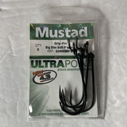 5 Mustad Grip-Pin Big Bite Soft Plastics G39808NP-BN Size 5/0 - £8.83 GBP