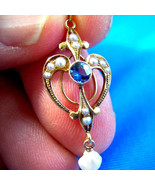 Earth mined Sapphire Pearl Deco Pendant Antique Gatsby style Necklaces 1... - $50,683.01 MXN