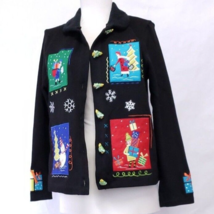 Sports Elle womens Ugly Christmas Sweater Cardigan Gifts black size PS - £15.73 GBP
